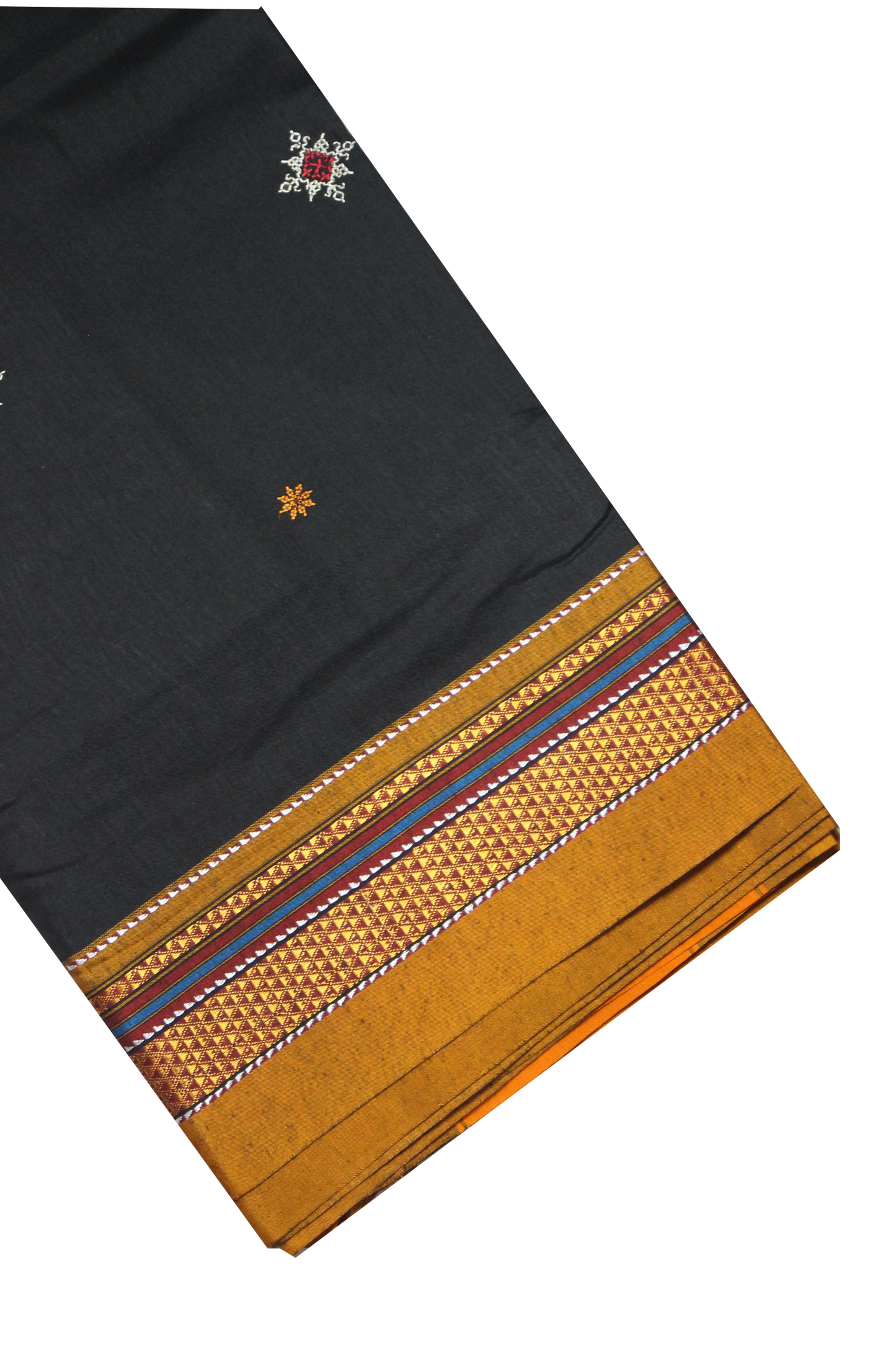 Neyge Ilkal Handwoven Cotton Silk Blend Kasuti Chikki Paras Traditional Border Stripe Pallu - Black
