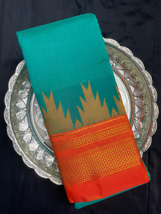 Neyge Ilkal Pure Cotton Silk Saree Temple Gadwal Chikkiparas Border Tope Pallu Saree