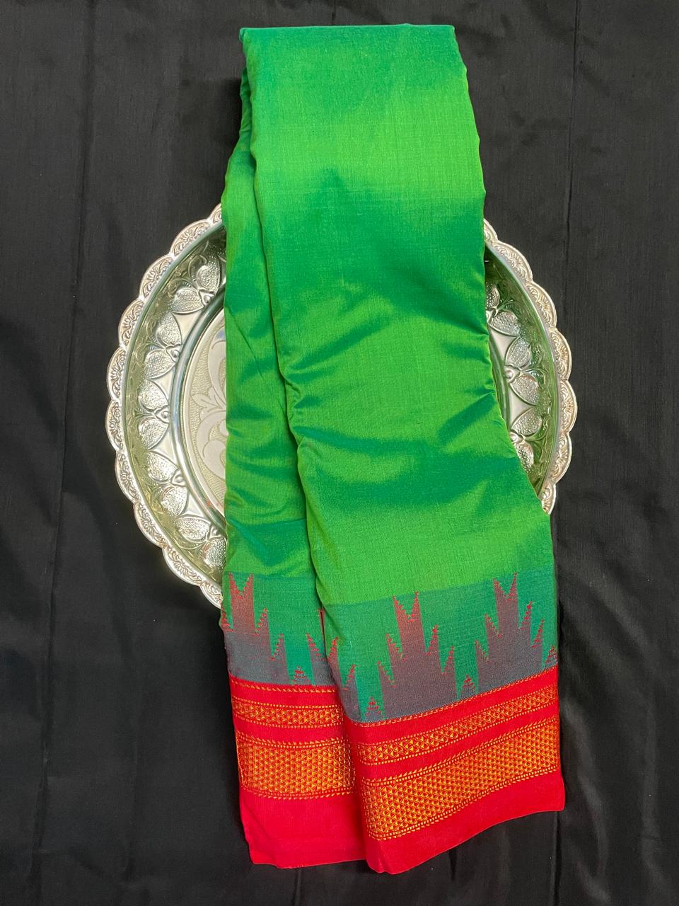 Neyge Ilkal Pure Cotton Silk Saree Temple Gadwal Chikkiparas Border Tope Pallu Saree