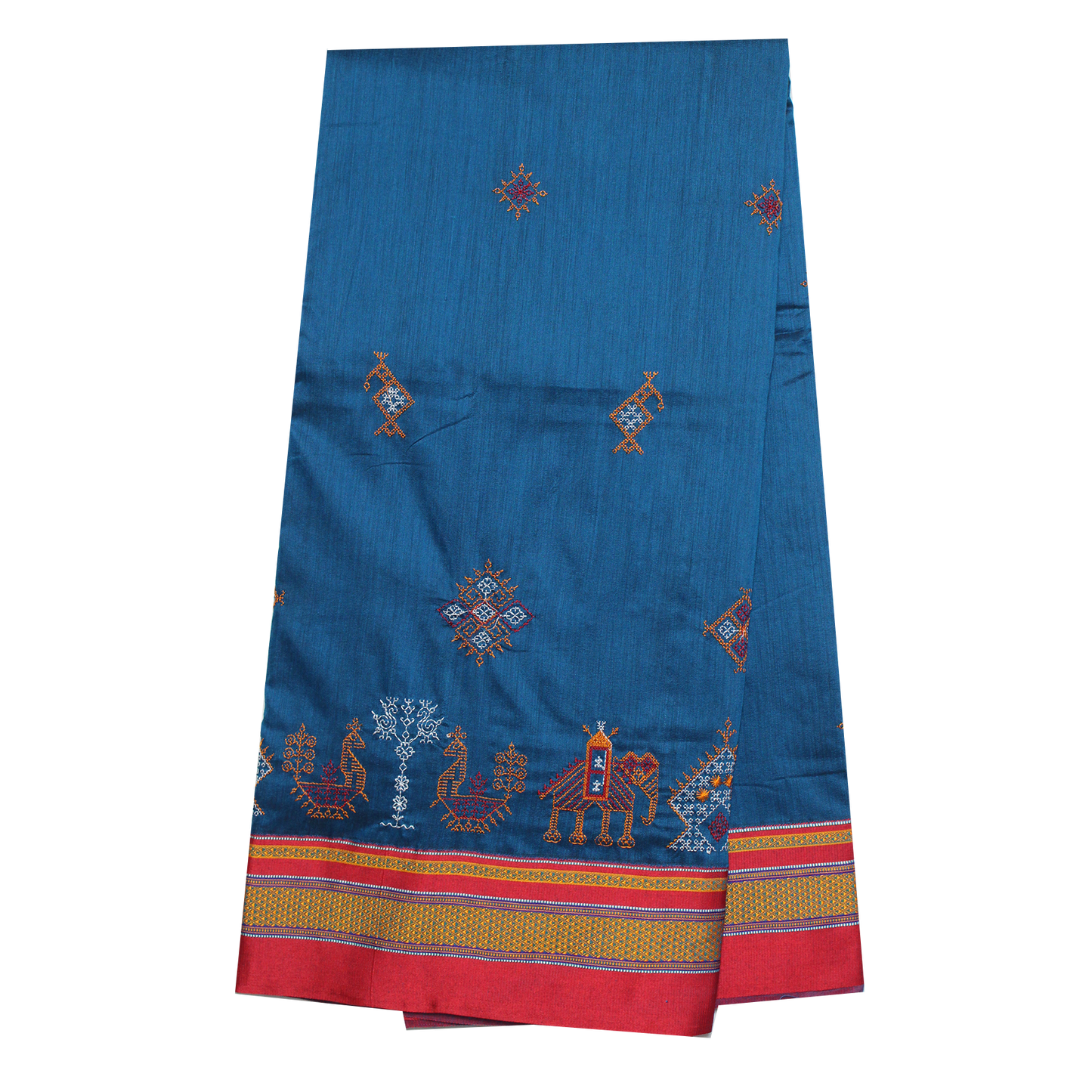 Neyge Ilkal Handwoven Cotton Silk Kasuti Chikki Paras Traditional Border Stripe Pallu Saree - Teal