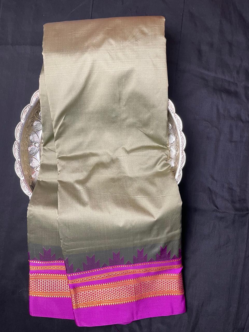 Neyge Ilkal Pure Cotton Silk Saree Temple Gadwal Chikkiparas Border Tope Pallu Saree
