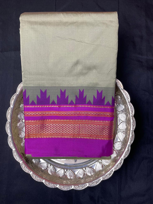 Neyge Ilkal Pure Cotton Silk Saree Temple Gadwal Chikkiparas Border Tope Pallu Saree