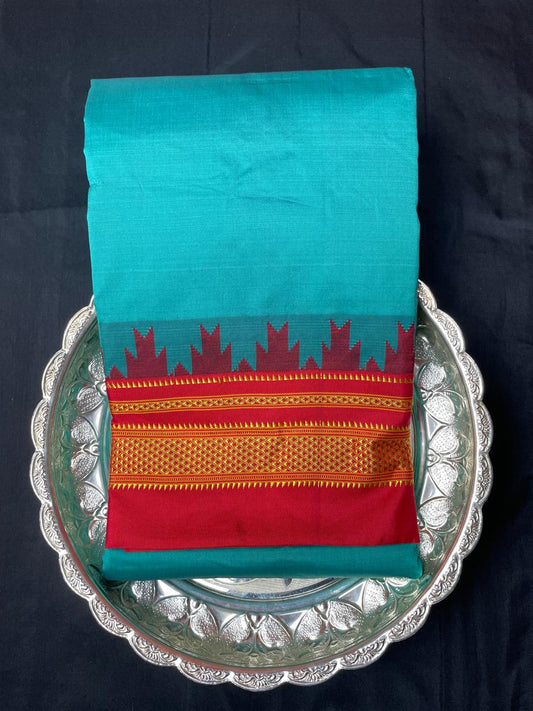 Neyge Ilkal Pure Cotton Silk Saree Temple Gadwal Chikkiparas Border Tope Pallu Saree