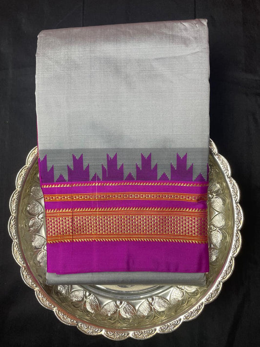 Neyge Ilkal Pure Cotton Silk Saree Temple Gadwal Chikkiparas Border Tope Pallu Saree