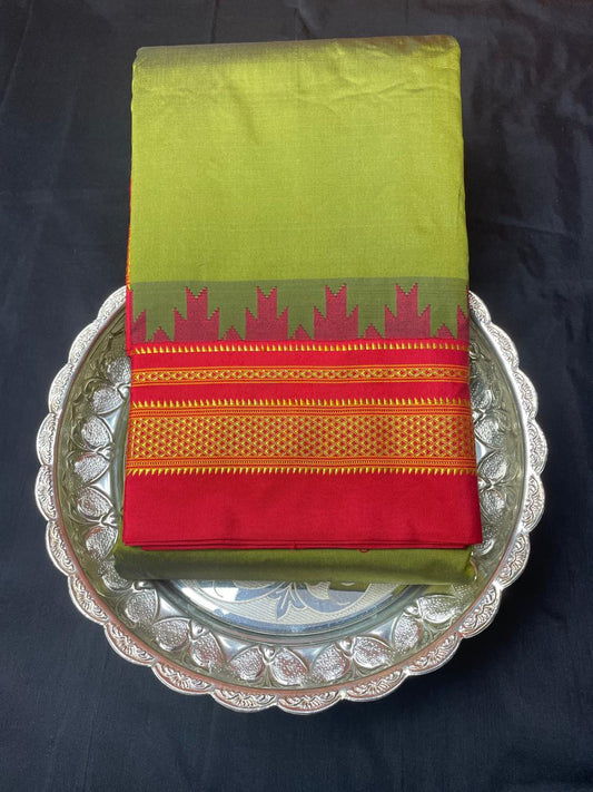 Neyge Ilkal Pure Cotton Silk Saree Temple Gadwal Chikkiparas Border Tope Pallu Saree