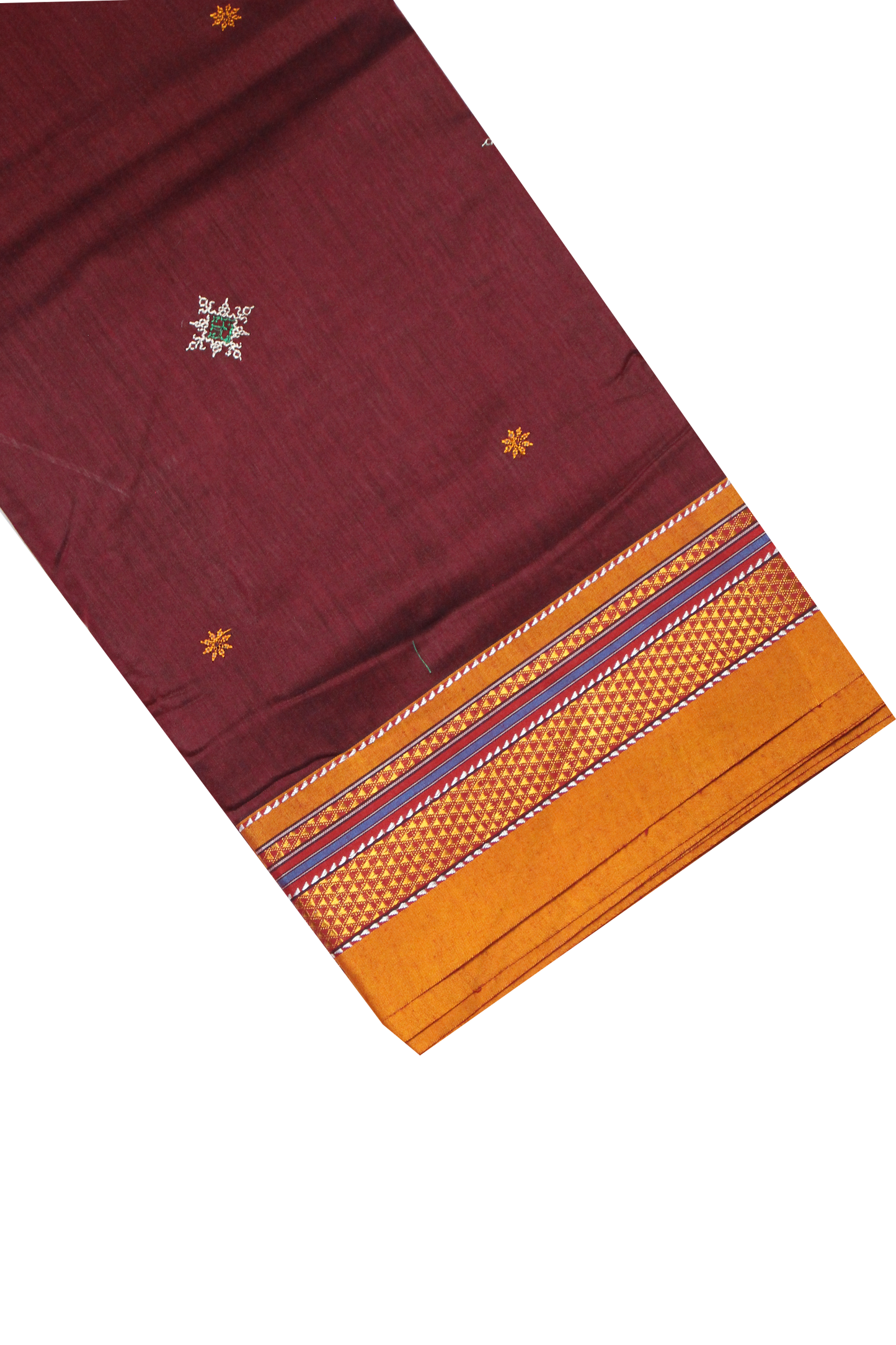 Neyge Ilkal Handwoven Cotton Silk Blend Kasuti Chikki Paras Traditional Border Stripe Pallu - Maroon