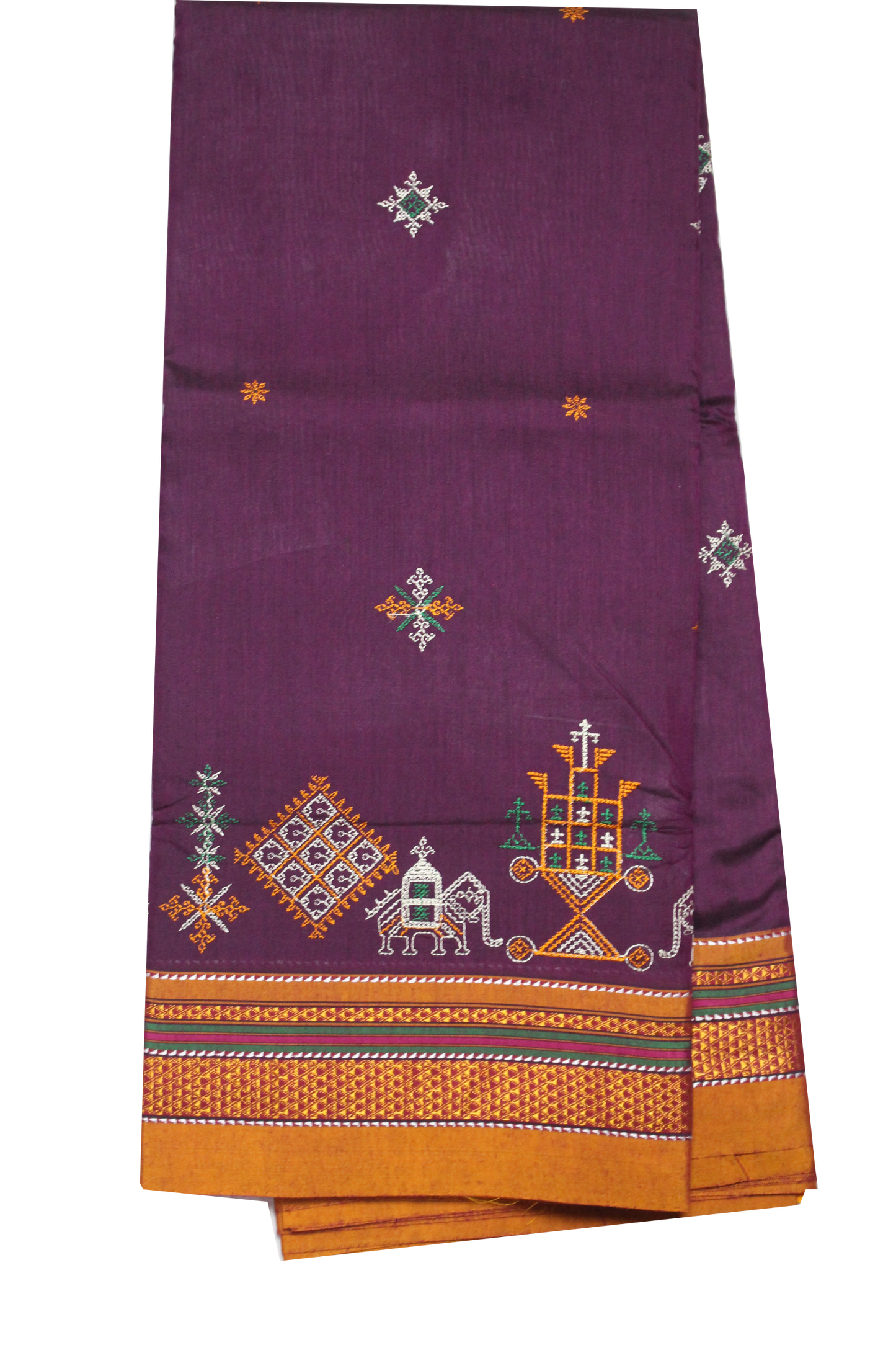 Neyge Ilkal Handwoven Cotton Silk Blend Kasuti Chikki Paras Traditional Border Stripe Pallu - Majenta