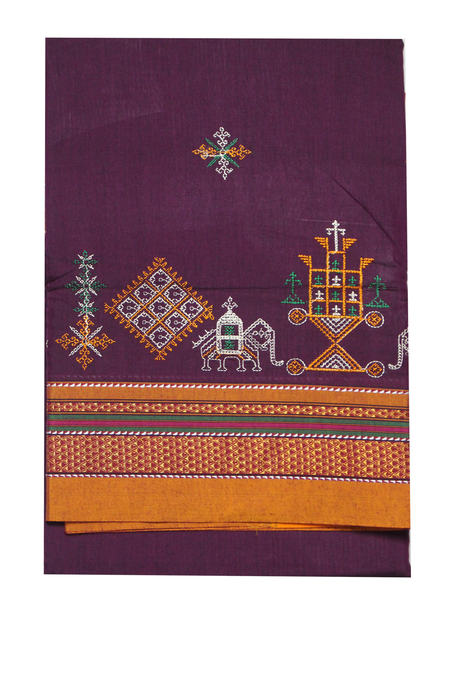 Neyge Ilkal Handwoven Cotton Silk Blend Kasuti Chikki Paras Traditional Border Stripe Pallu - Majenta