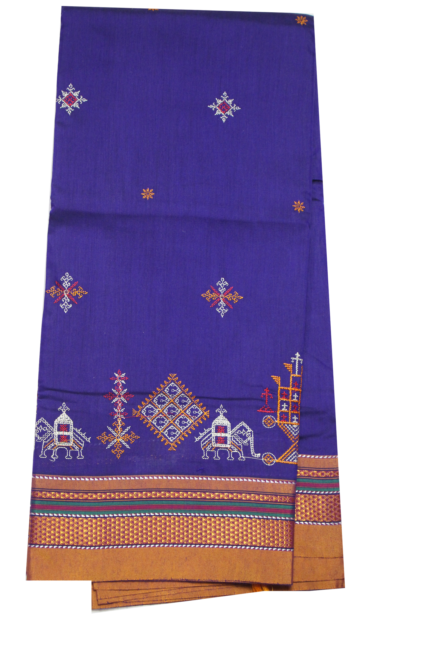 Neyge Ilkal Handwoven Cotton Silk Blend Kasuti Chikki Paras Traditional Border Stripe Pallu - Purple