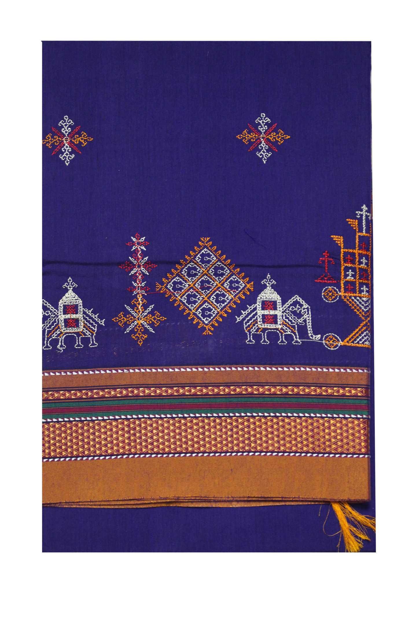 Neyge Ilkal Handwoven Cotton Silk Blend Kasuti Chikki Paras Traditional Border Stripe Pallu - Purple