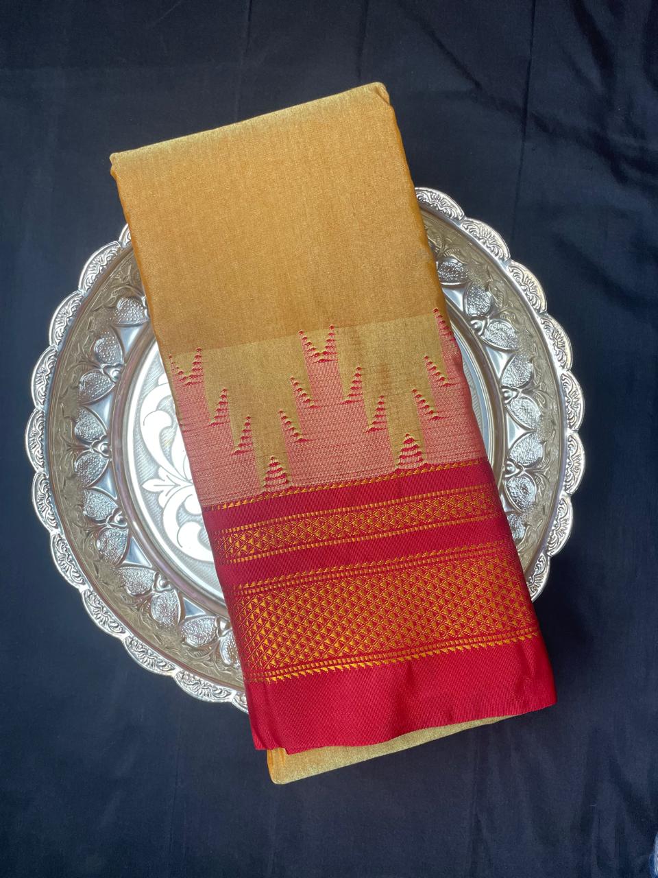 Neyge Ilkal Pure Cotton Silk Saree Temple Gadwal Chikkiparas Border Tope Pallu Saree