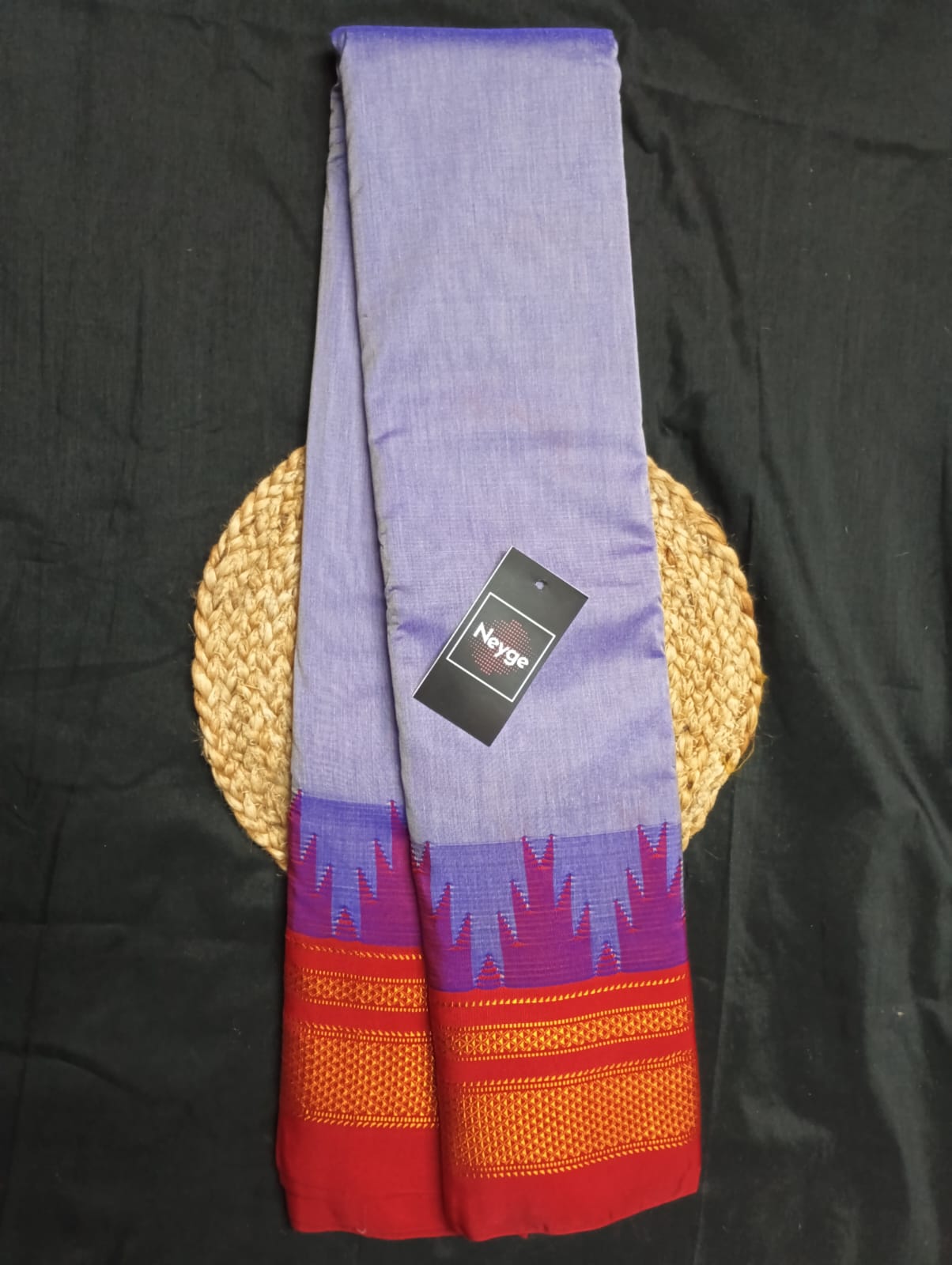 Neyge Ilkal Pure Cotton Silk Saree Temple Gadwal Chikkiparas Border Tope Pallu Saree (Lavender_Red)