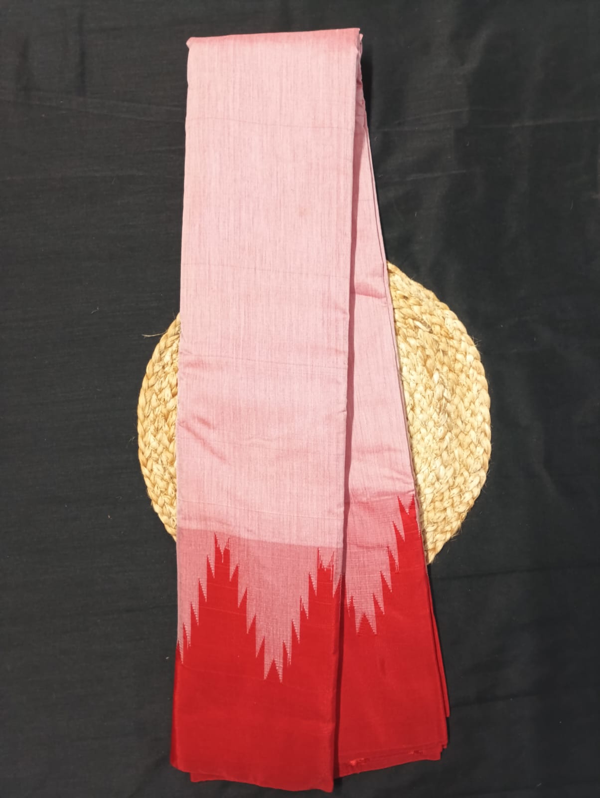 Neyge Ilkal Pure Cotton Silk Saree Big Temple Gadwal Border Traditional Pallu Saree (Pink_Red)