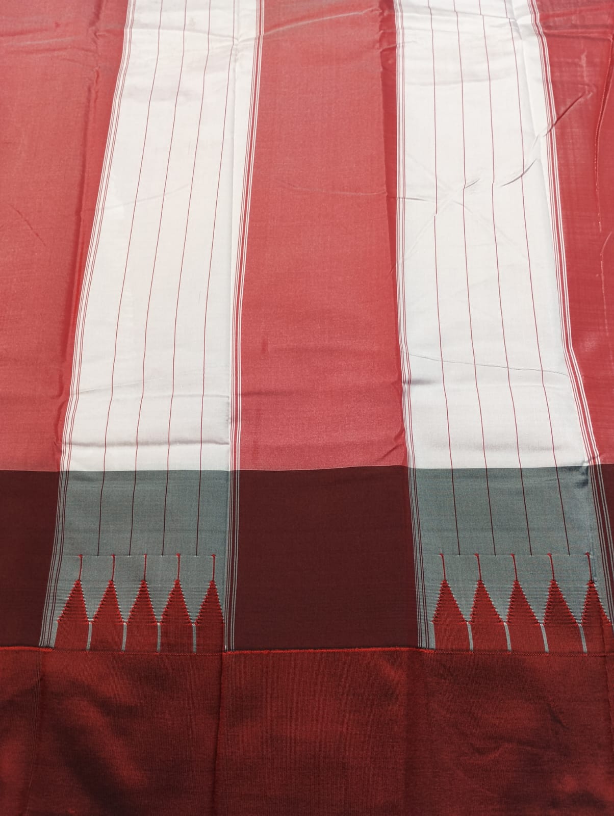 Neyge Ilkal Pure Cotton Silk Saree Big Temple Gadwal Border Traditional Pallu Saree (Lavender_Red)