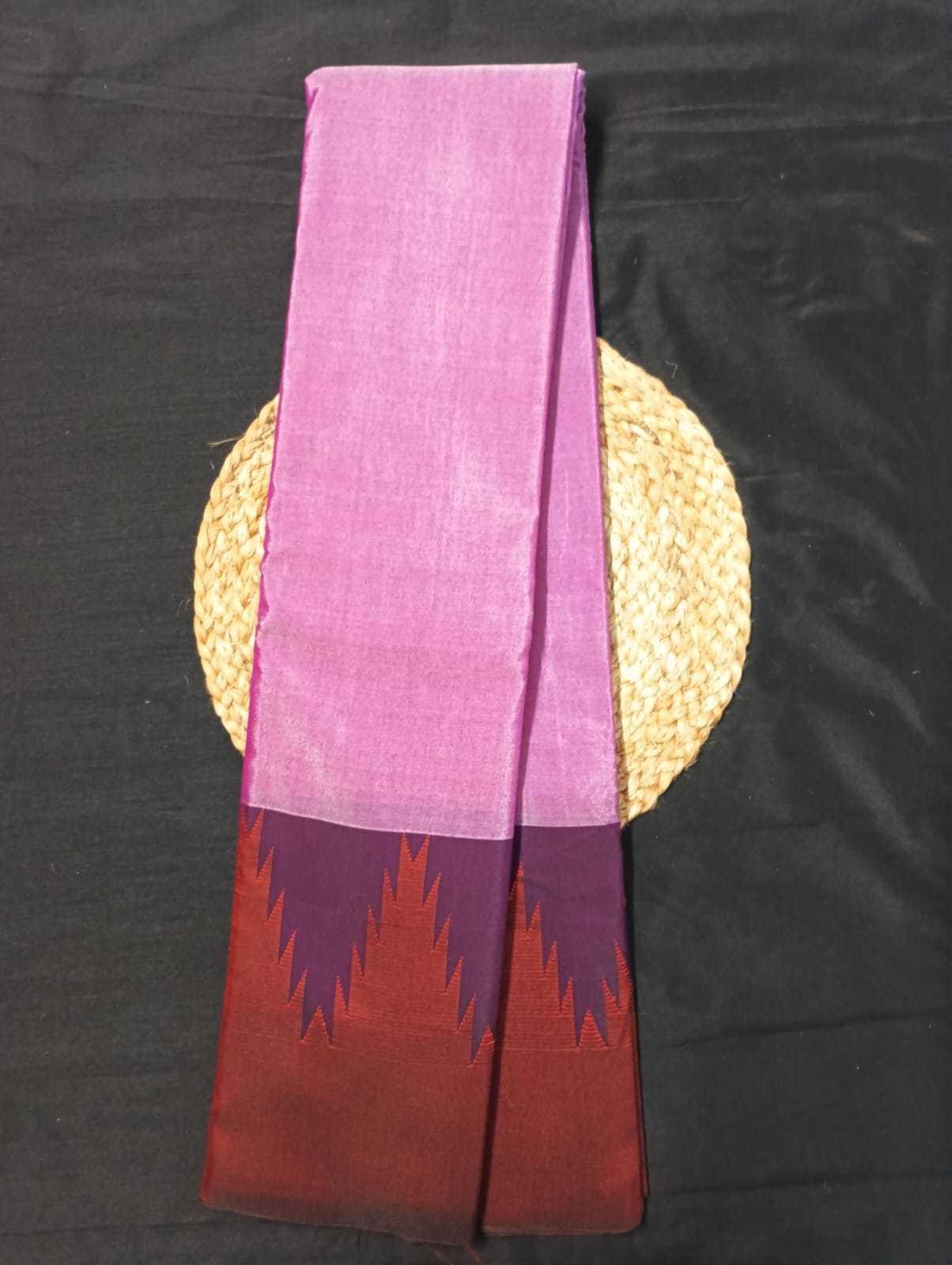 Neyge Ilkal Pure Cotton Silk Saree Big Temple Gadwal Border Traditional Pallu Saree (Lavender_Red)