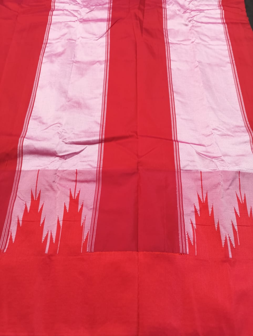 Neyge Ilkal Pure Cotton Silk Saree Big Temple Gadwal Border Traditional Pallu Saree (Pink_Red)