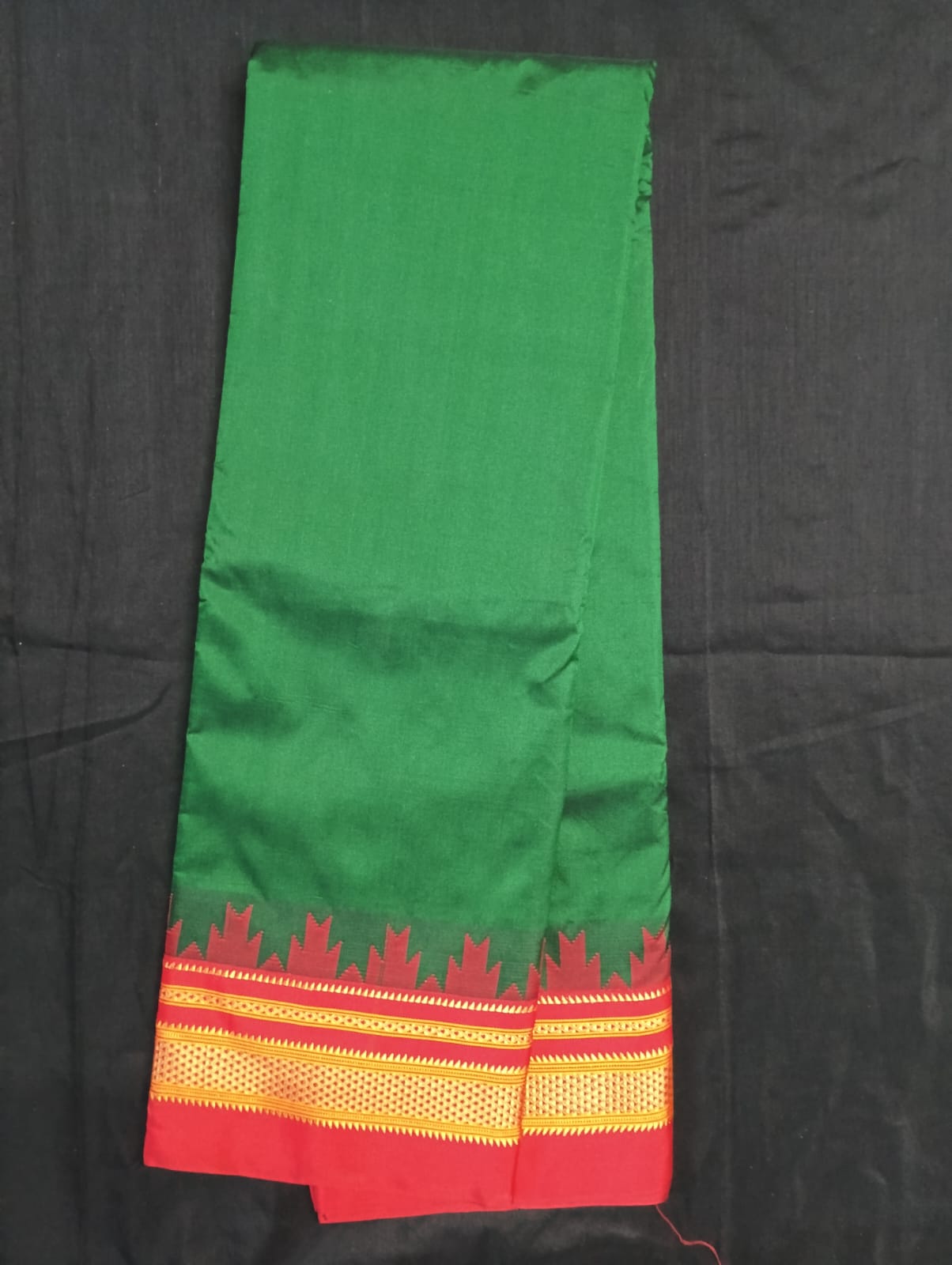 Neyge Ilkal Pure Cotton Silk Saree Temple Gadwal Chikkiparas Border Tope Pallu Saree (Green_Red)