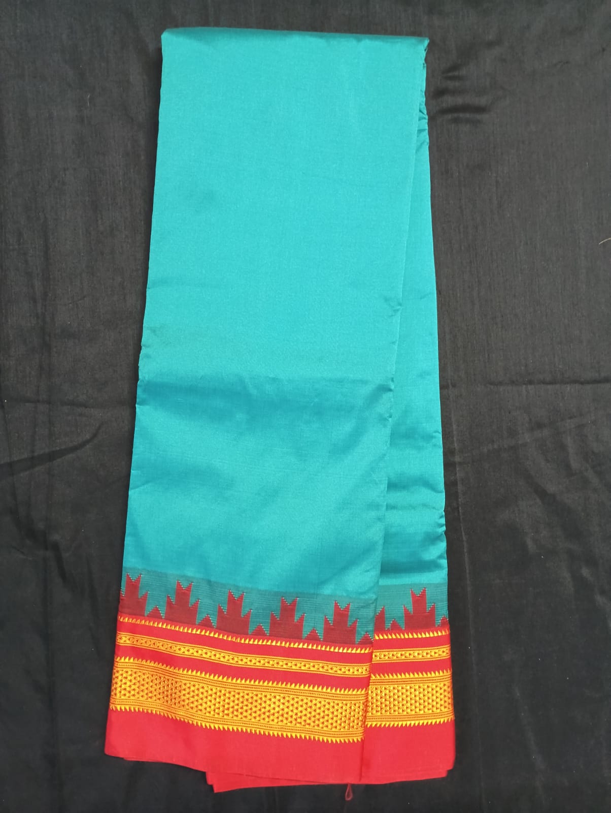 Neyge Ilkal Pure Cotton Silk Saree Temple Gadwal Chikkiparas Border Tope Pallu Saree (Blue_Red)