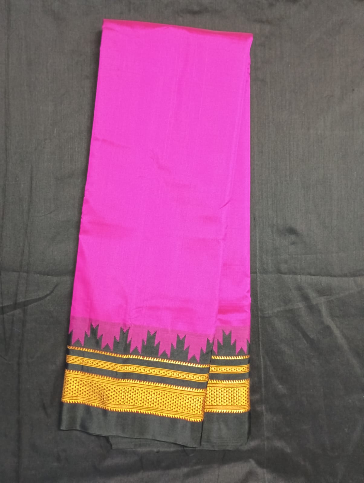 Neyge Ilkal Pure Cotton Silk Saree Temple Gadwal Chikkiparas Border Tope Pallu Saree (Pink_Black)