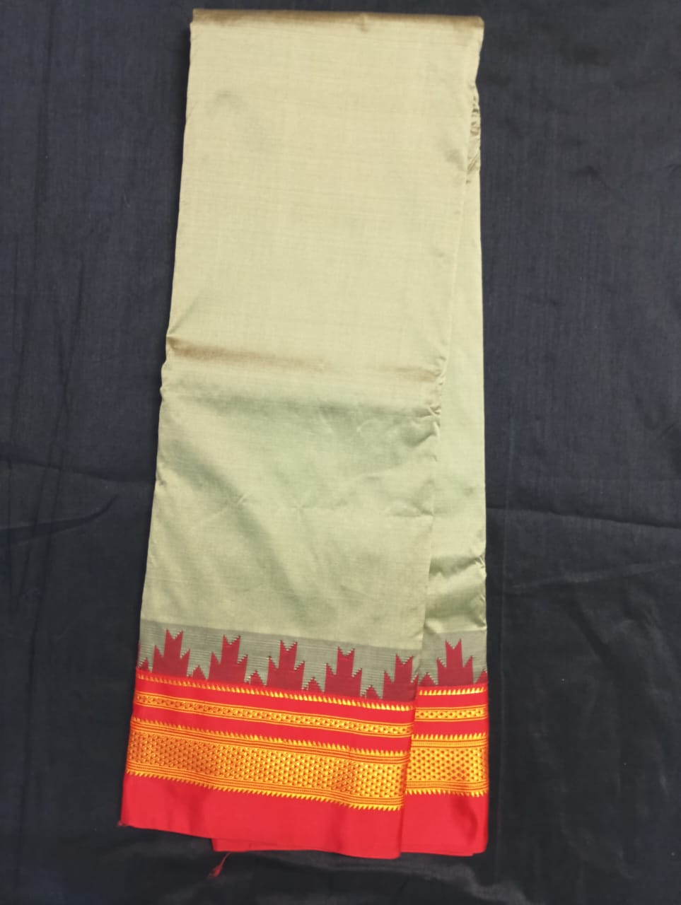 Neyge Ilkal Pure Cotton Silk Saree Temple Gadwal Chikkiparas Border Tope Pallu Saree (Cream_Red)