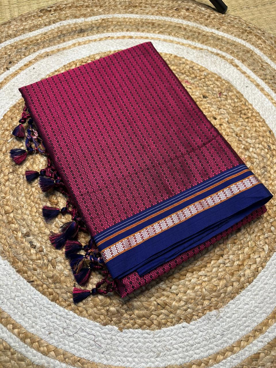 Neyge Cottonsilk Premium Quality Khun Saree_Running Pallu and Running Blouse_Pink