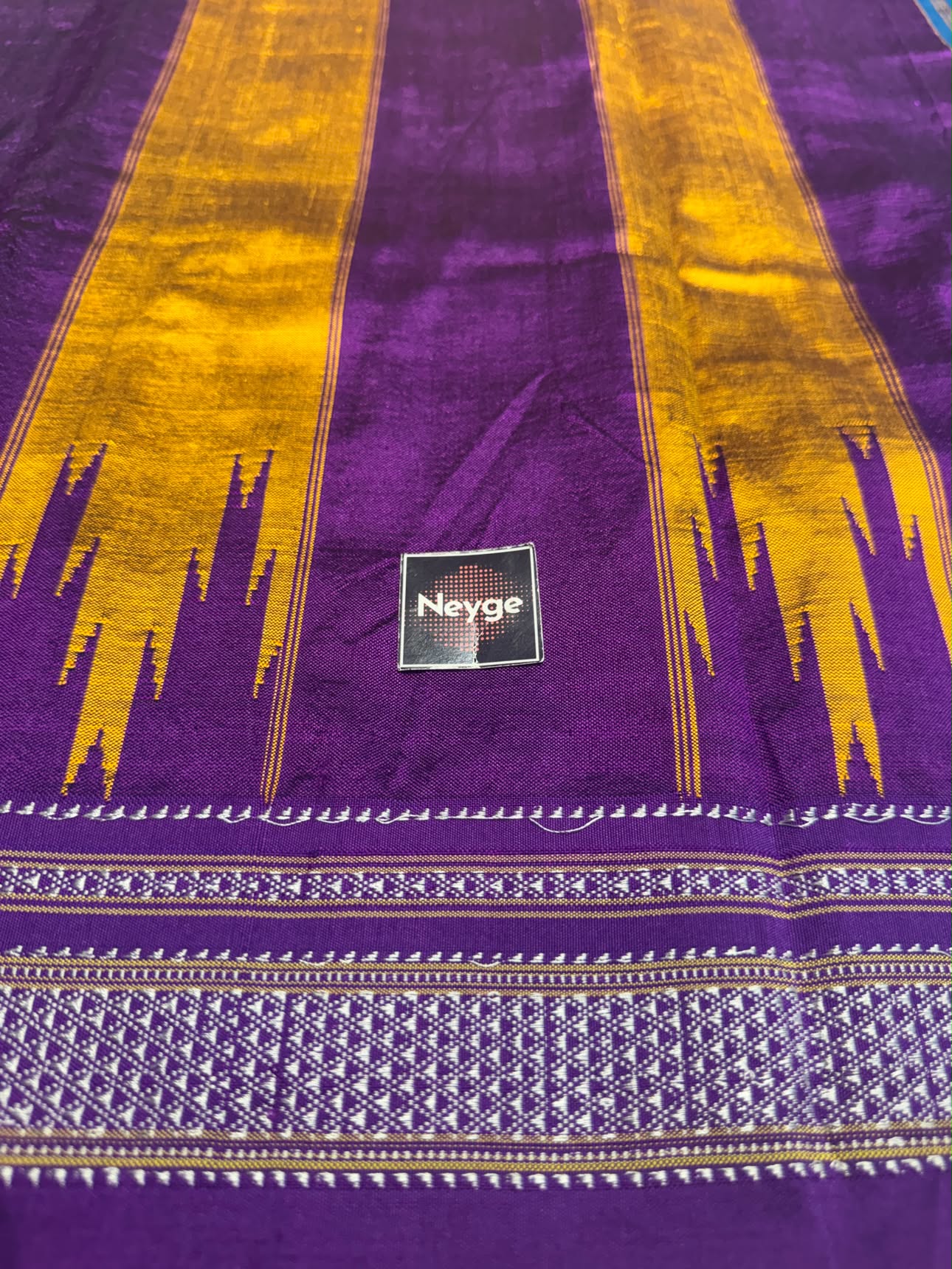 Neyge Pure Cotton Handloom Ilkal Saree with Pure Silk Tope Pallu (Navy blue)