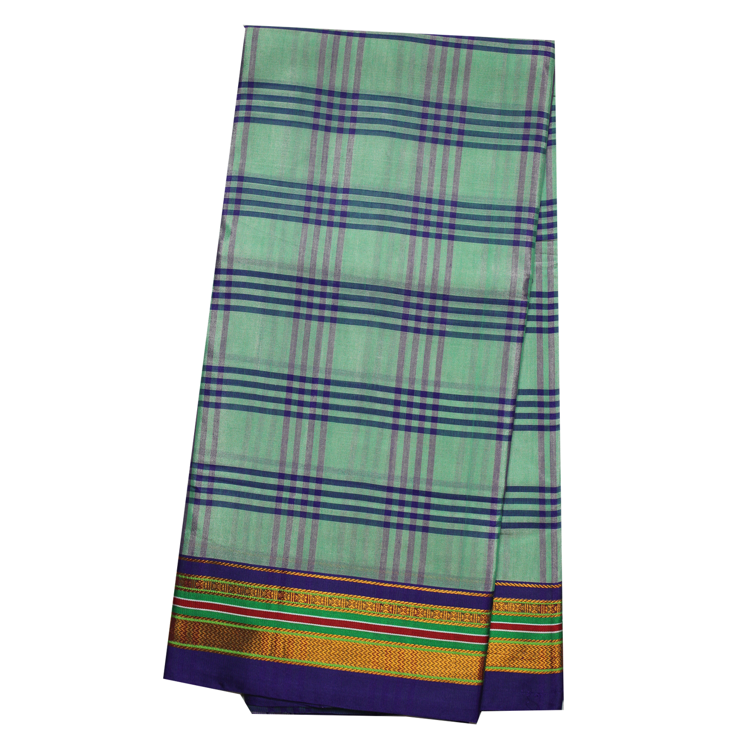 Neyge Ilkal Handwoven Cotton Silk Four Line Checkered Patterened Traditional Border Stripe Pallu Saree