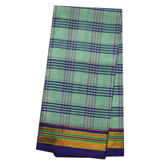 Neyge Ilkal Handwoven Cotton Silk Four Line Checkered Patterened Traditional Border Stripe Pallu Saree