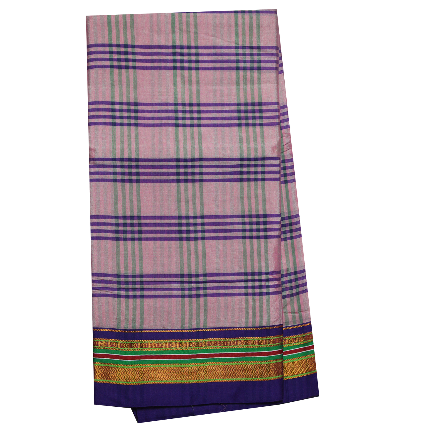 Neyge Ilkal Handwoven Cotton Silk Four Line Checkered Patterened Traditional Border Stripe Pallu Saree