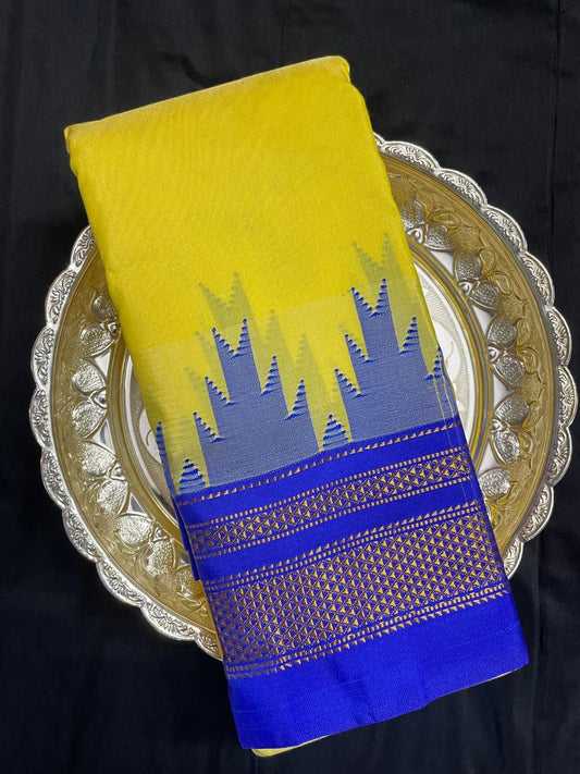 Neyge Ilkal Pure Cotton Silk Saree Temple Gadwal Chikkiparas Border Tope Pallu Saree