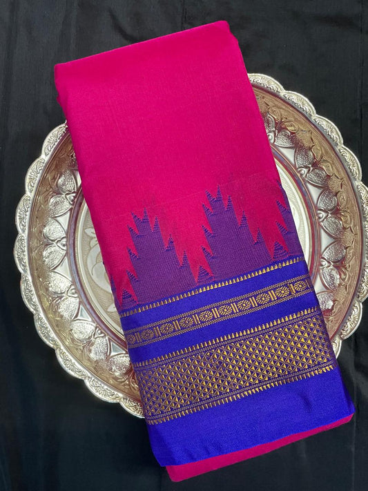 Neyge Ilkal Pure Cotton Silk Saree Temple Gadwal Chikkiparas Border Tope Pallu Saree