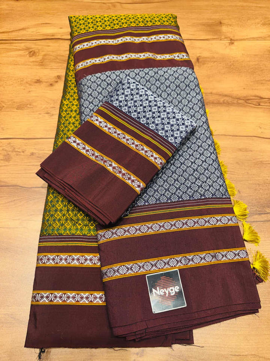 Neyge Cottonsilk Premium Quality Khun Saree_Double color_1