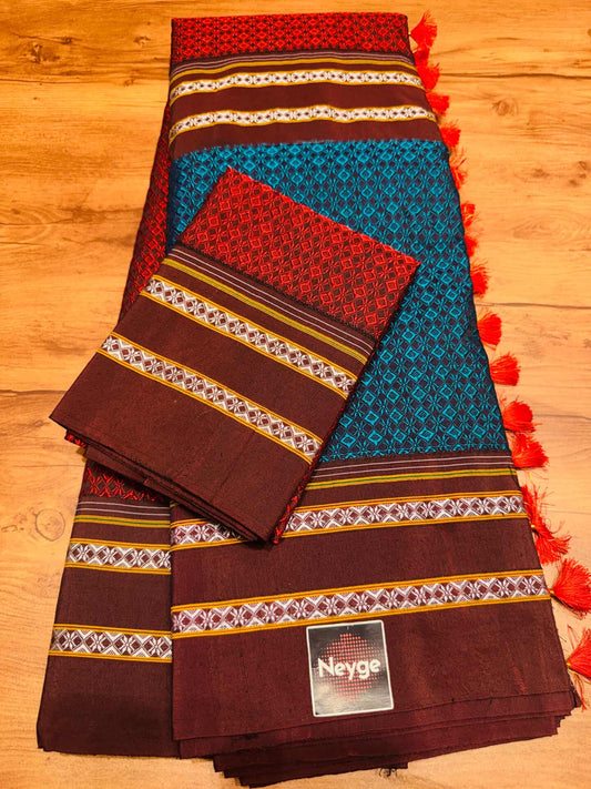 Neyge Cottonsilk Premium Quality Khun Saree_Double color_11