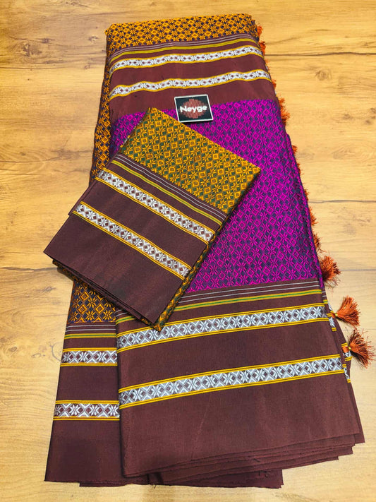 Neyge Cottonsilk Premium Quality Khun Saree_Double color_12