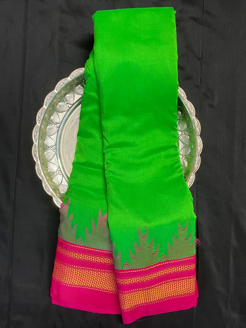 Neyge Ilkal Pure Cotton Silk Saree Temple Gadwal Chikkiparas Border Tope Pallu Saree