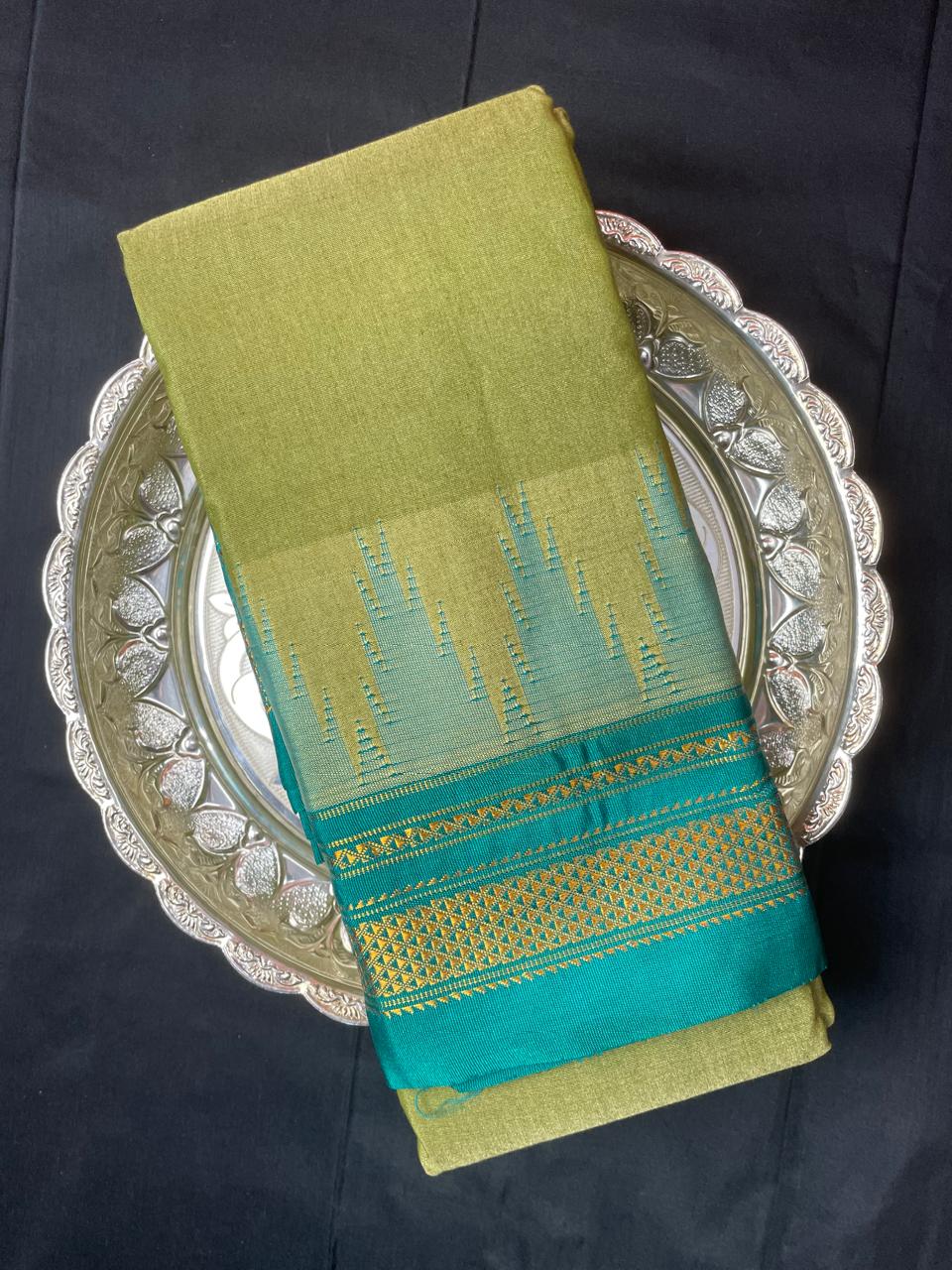 Neyge Ilkal Pure Cotton Silk Saree Temple Gadwal Chikkiparas Border Tope Pallu Saree