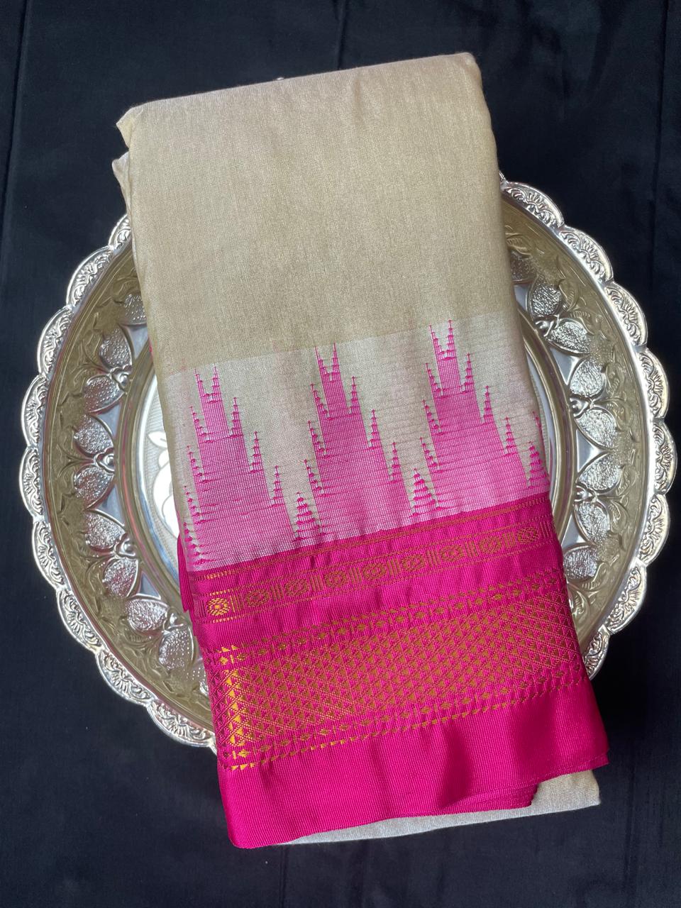 Neyge Ilkal Pure Cotton Silk Saree Temple Gadwal Chikkiparas Border Tope Pallu Saree