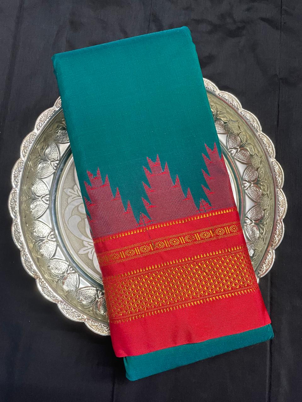 Neyge Ilkal Pure Cotton Silk Saree Temple Gadwal Chikkiparas Border Tope Pallu Saree