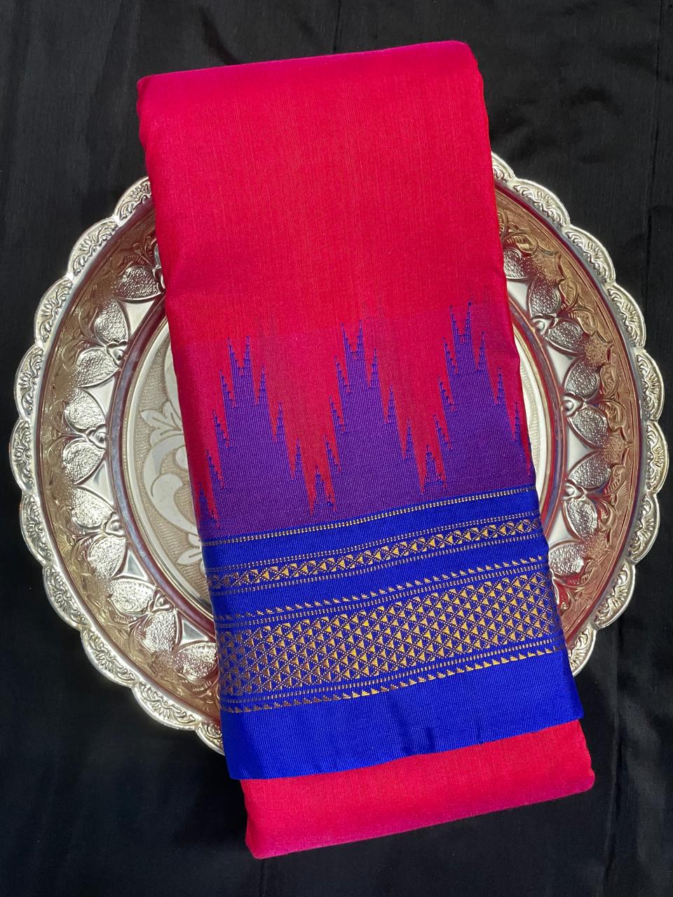 Neyge Ilkal Pure Cotton Silk Saree Temple Gadwal Chikkiparas Border Tope Pallu Saree