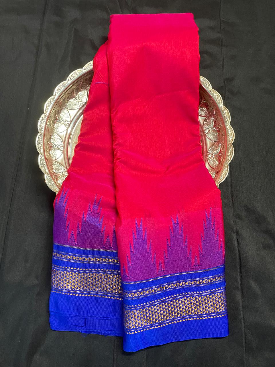 Neyge Ilkal Pure Cotton Silk Saree Temple Gadwal Chikkiparas Border Tope Pallu Saree