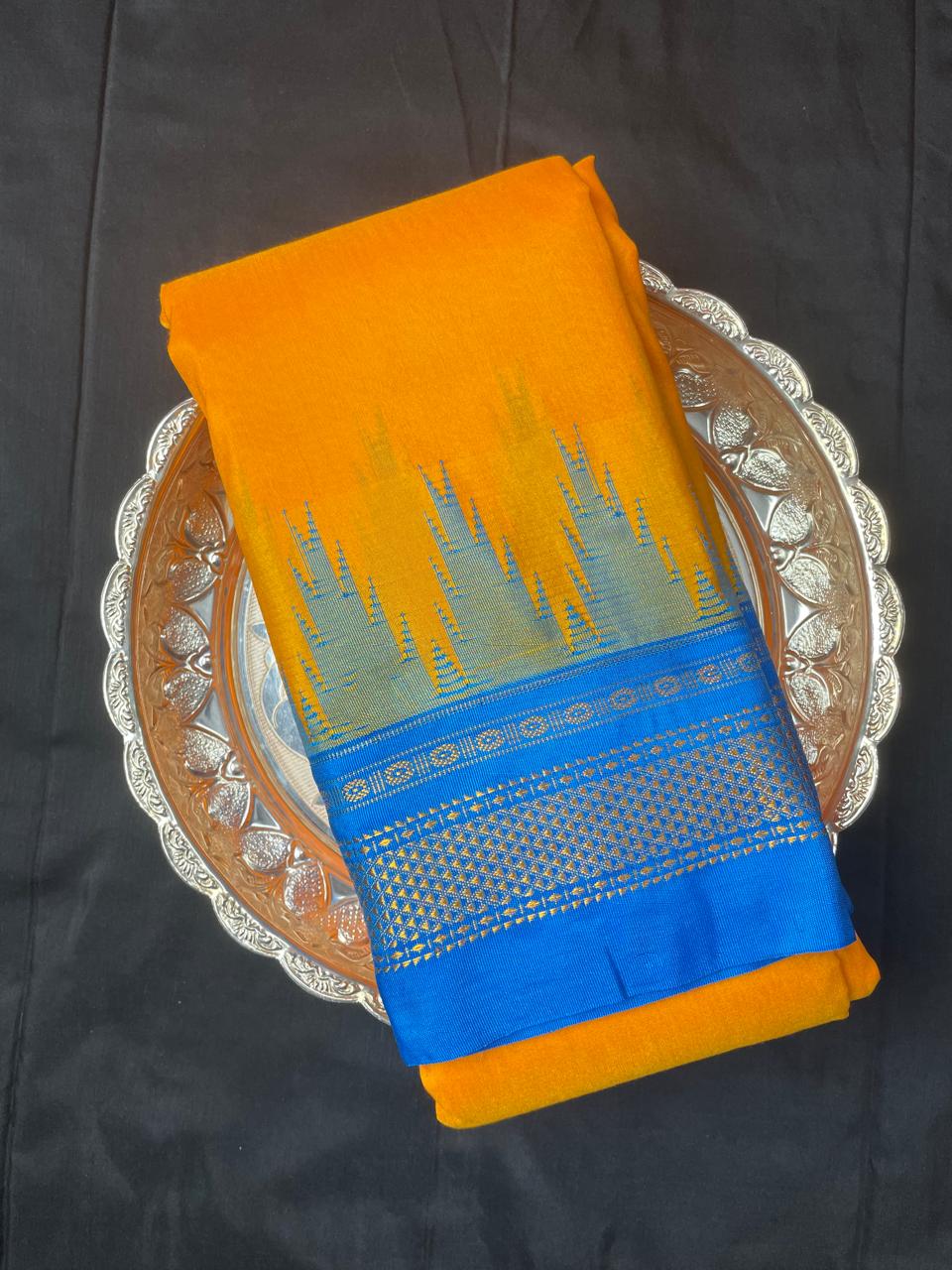 Neyge Ilkal Pure Cotton Silk Saree Temple Gadwal Chikkiparas Border Tope Pallu Saree