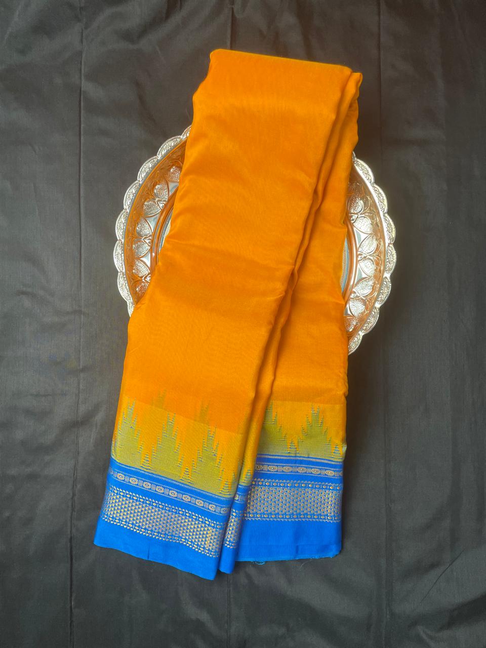 Neyge Ilkal Pure Cotton Silk Saree Temple Gadwal Chikkiparas Border Tope Pallu Saree