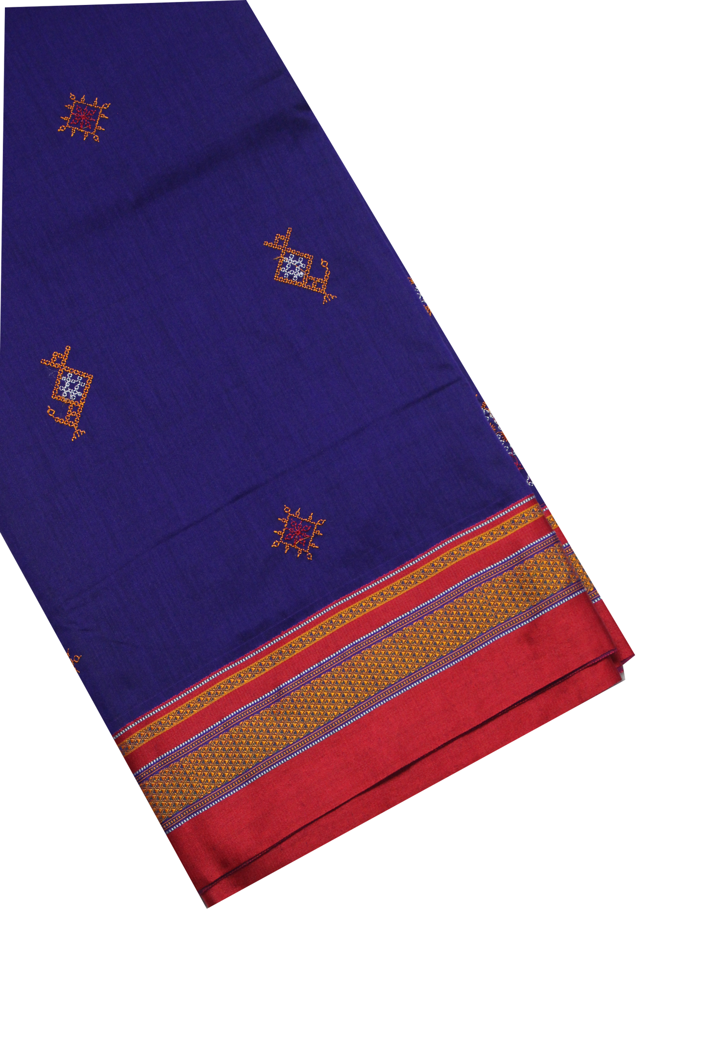 Neyge Ilkal Handwoven Cotton Silk Kasuti Chikki Paras Traditional Border Stripe Pallu Saree - RoyalBlue