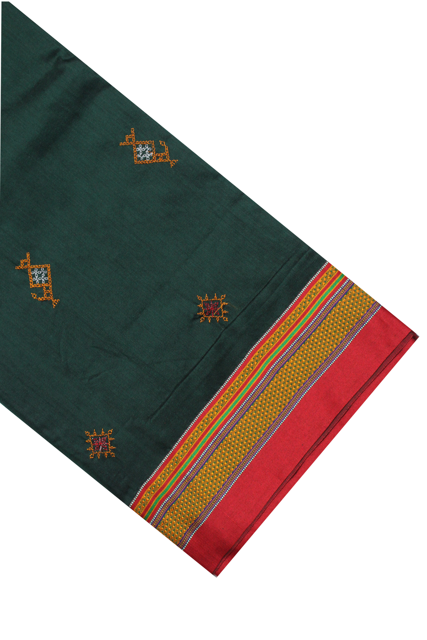 Neyge Ilkal Handwoven Cotton Silk Kasuti Chikki Paras Traditional Border Stripe Pallu Saree - Green