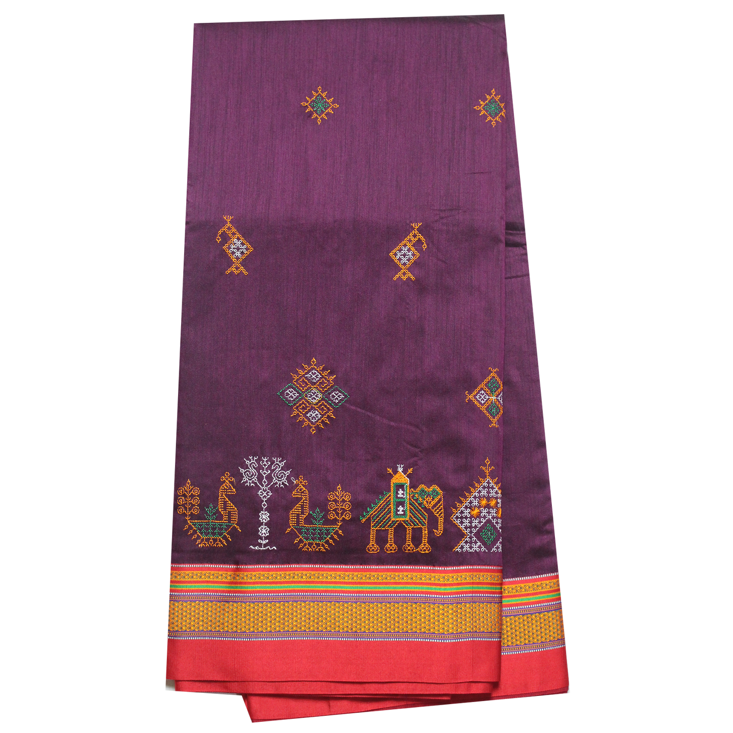 Neyge Ilkal Handwoven Cotton Silk Kasuti Chikki Paras Traditional Border Stripe Pallu Saree - Majenta