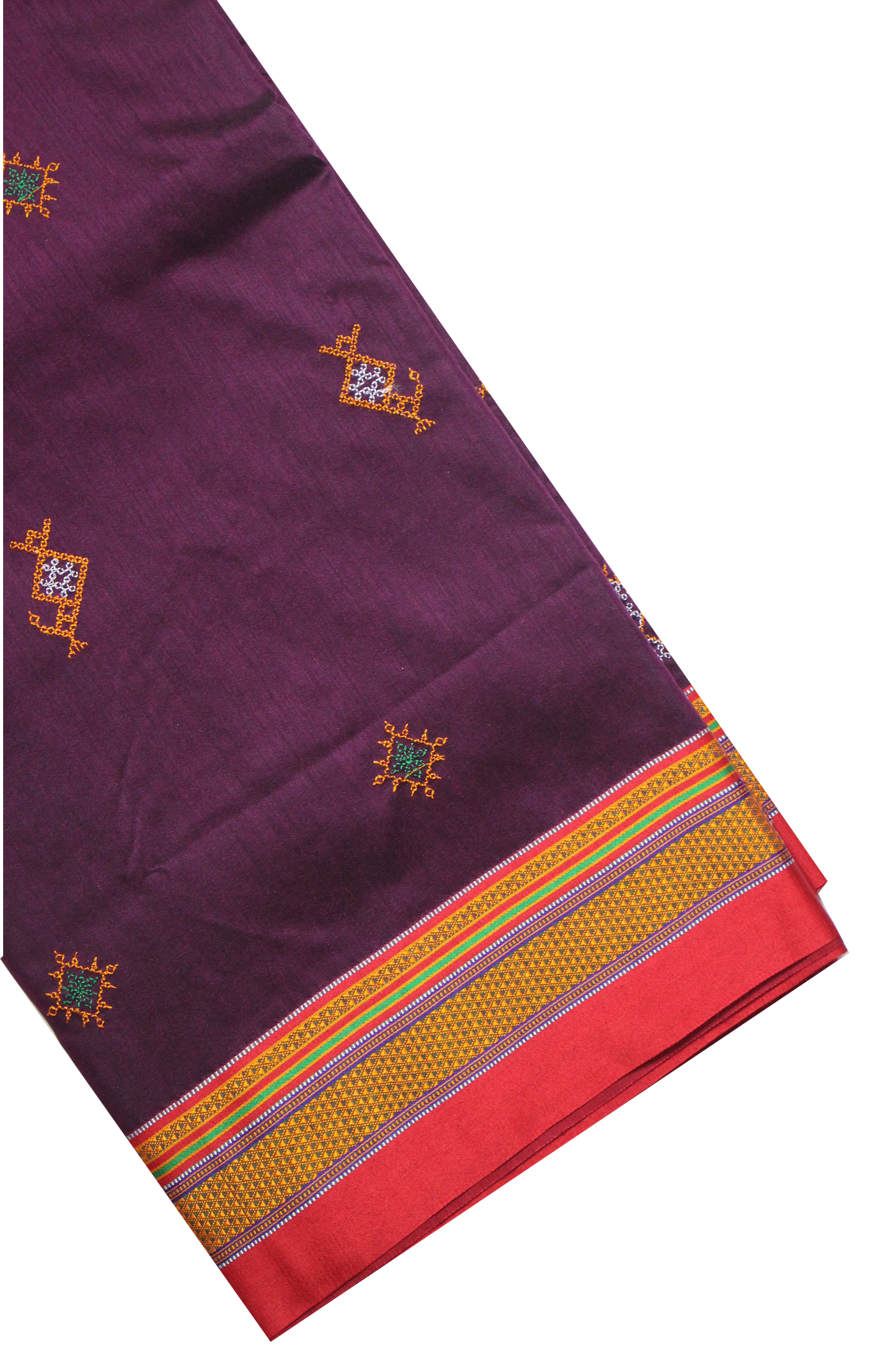 Neyge Ilkal Handwoven Cotton Silk Kasuti Chikki Paras Traditional Border Stripe Pallu Saree - Majenta