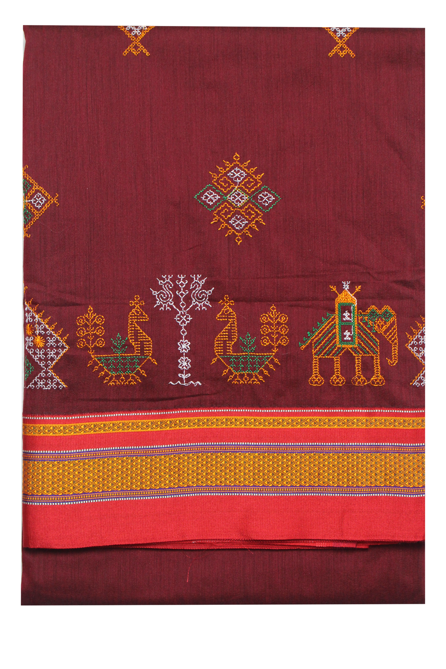 Neyge Ilkal Handwoven Cotton Silk Kasuti Chikki Paras Traditional Border Stripe Pallu Saree