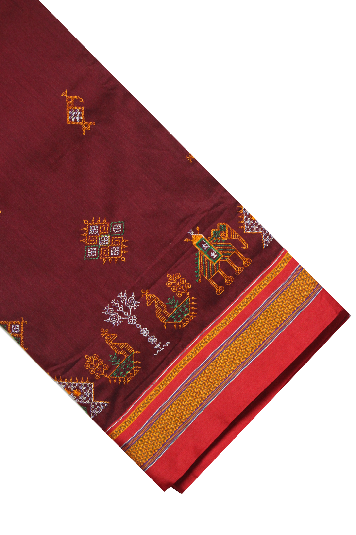 Neyge Ilkal Handwoven Cotton Silk Kasuti Chikki Paras Traditional Border Stripe Pallu Saree