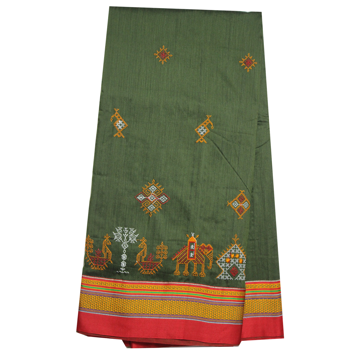 Neyge Ilkal Handwoven Cotton Silk Kasuti Chikki Paras Traditional Border Stripe Pallu Saree - Mehendi Green