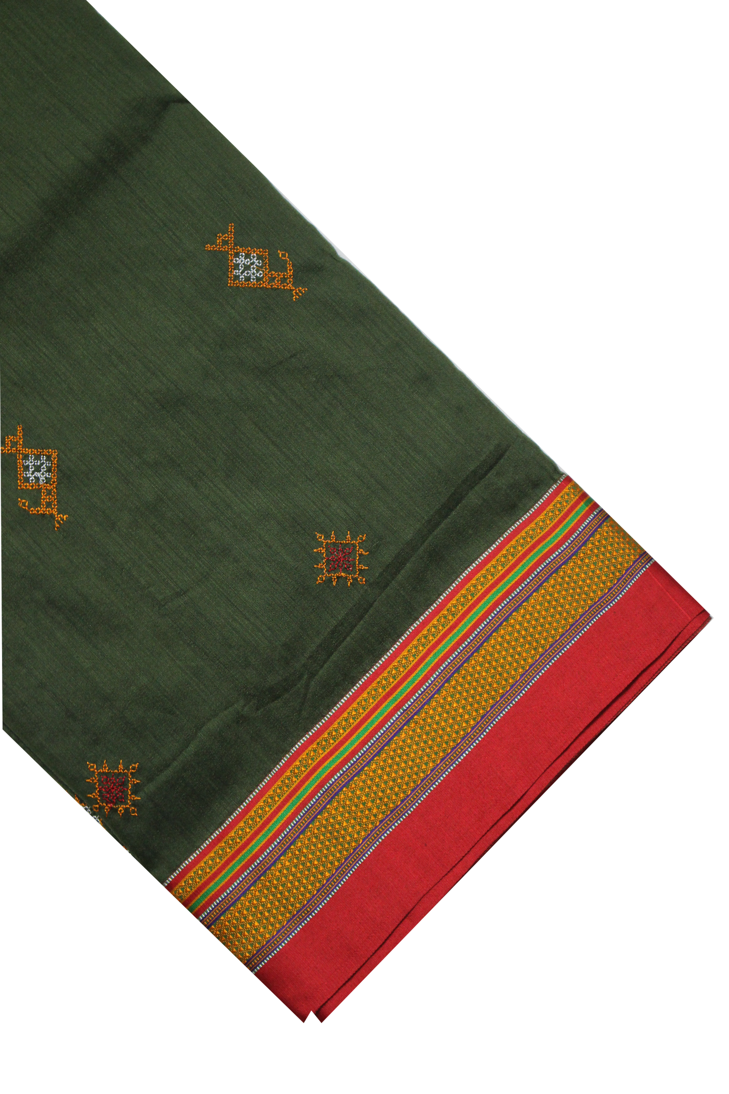 Neyge Ilkal Handwoven Cotton Silk Kasuti Chikki Paras Traditional Border Stripe Pallu Saree - Mehendi Green